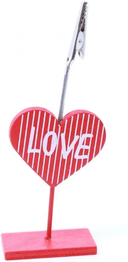 Decoratiune clema inima lemn cu clips pentru poza 12 cm