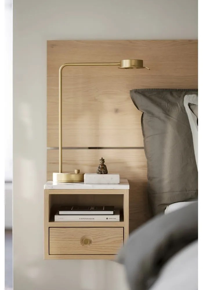 Tăblie de pat în culoare naturală din lemn de stejar 240x79 cm Whitmore – Rowico