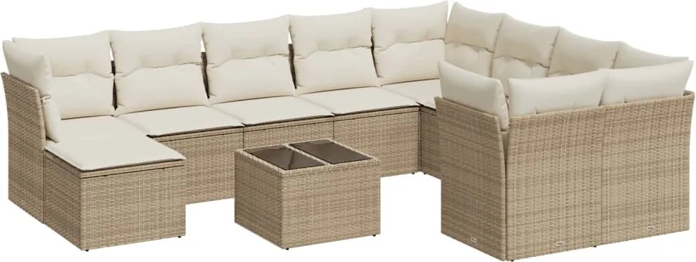 vidaXL Set canapele de grădină cu perne, 11 piese, bej, poliratan