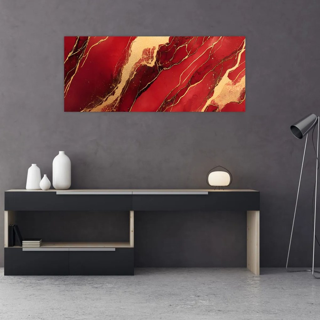 Tablou - Marmură roșu-auriu (120x50 cm)