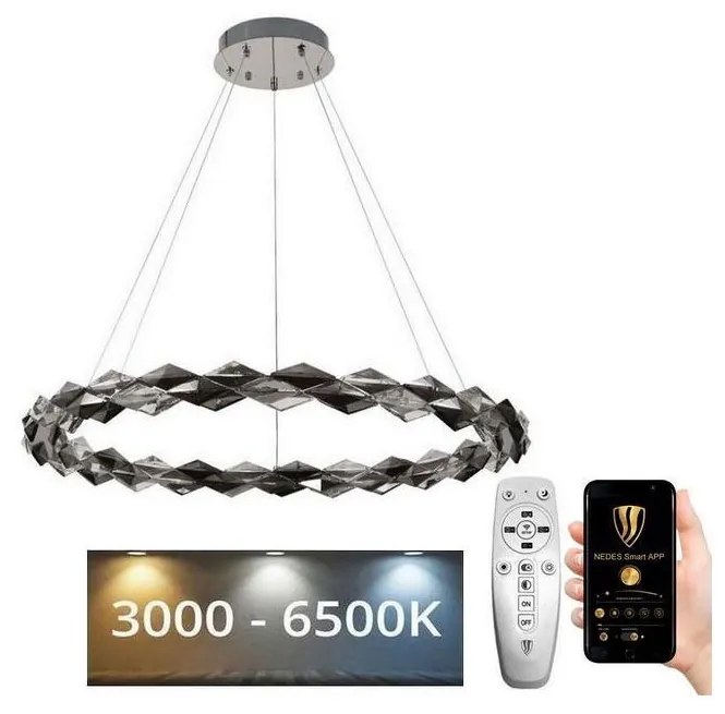 Lustră LED dimabilă pe cablu LED/55W/230V 3000-6500K crom + telecomandă