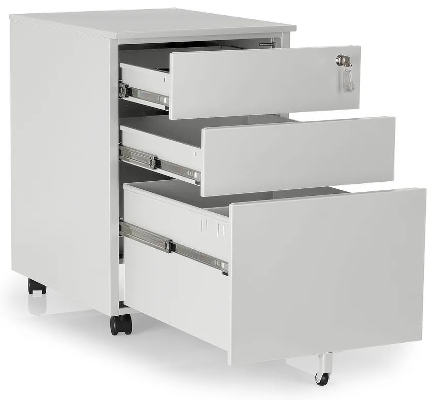 Comodă metalică 40 x 50 x 61 cm - 3 sertare, gri - ral 7035