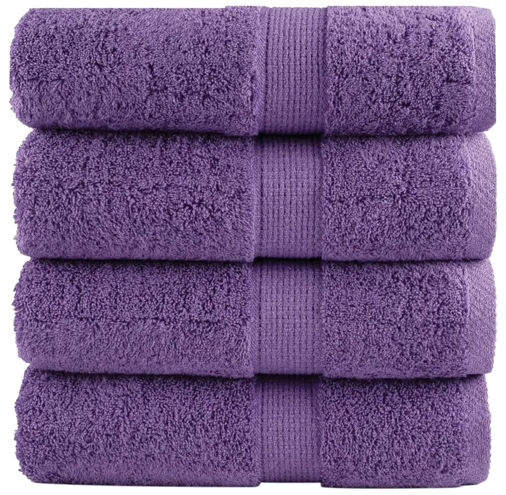 vidaXL Prosoape de baie premium SOLUND, 4 buc., violet, 30x30 cm, 600 g/m²