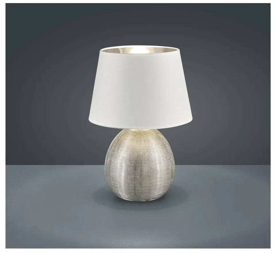Veioză din ceramică și pânză Trio Luxor, înălțime 35 cm, alb