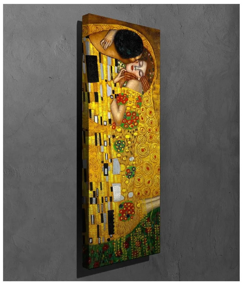 Reproducere tablou pe pânză Gustav Klimt The Kiss, 30 x 80 cm
