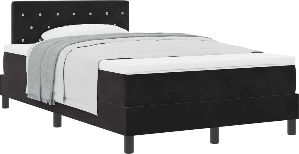 vidaXL Pat cu arcuri cu saltea cu headboard Negru 120 x 200 cm Catifea
