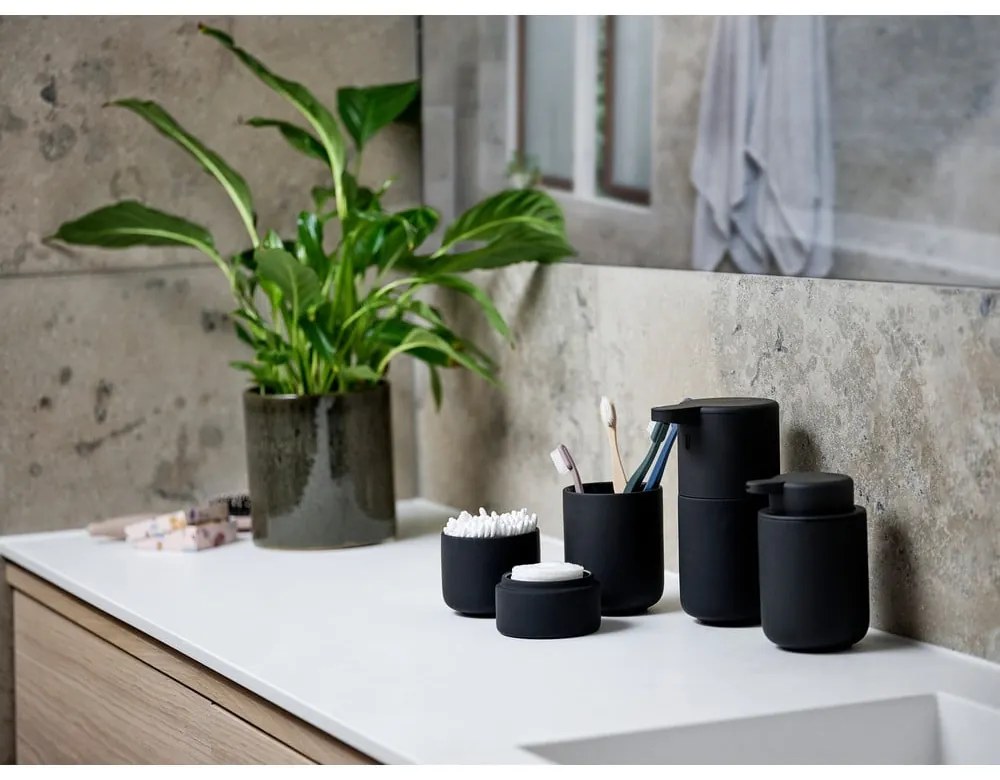 Borcan din gresie cu capac Zona UME, negru