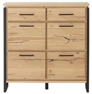 Pantofar Cu 4 Usi Si 2 Sertare Reno, Furnir Din Lemn Masiv, Smoked Oak,108 Cm