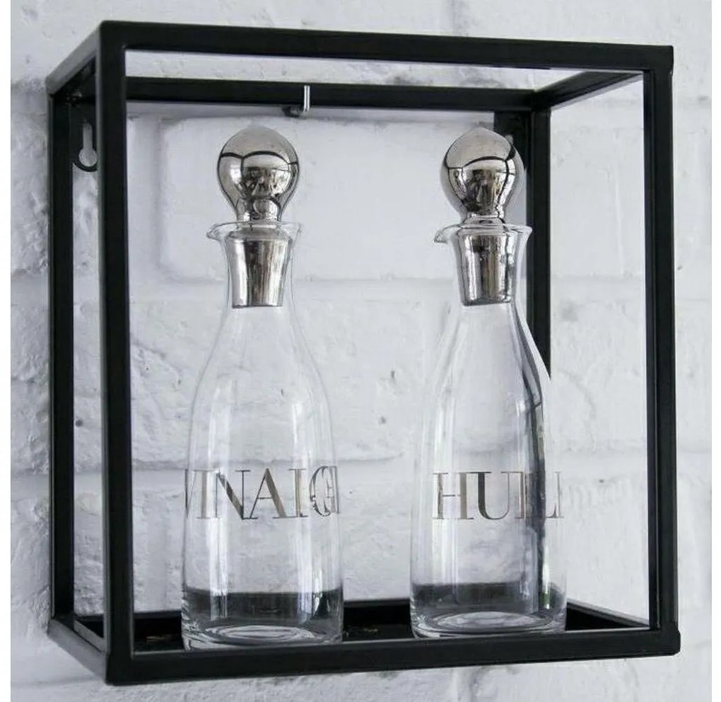 Poliță de perete neagră 20x20 cm