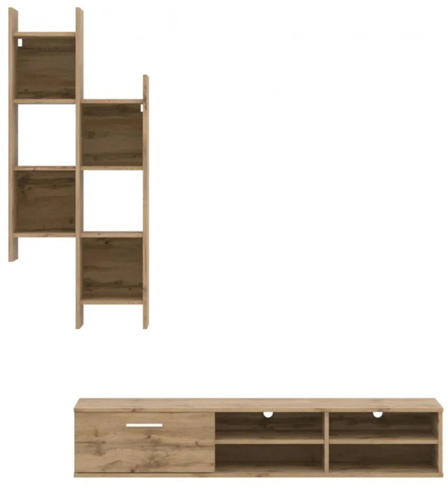 Perete de living KATHI 150 cm, decor stejar