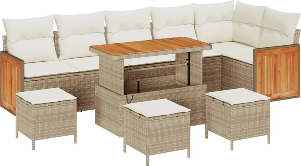 vidaXL Set de canapele pentru grădină cu pernă 10 pcs Bej și crem