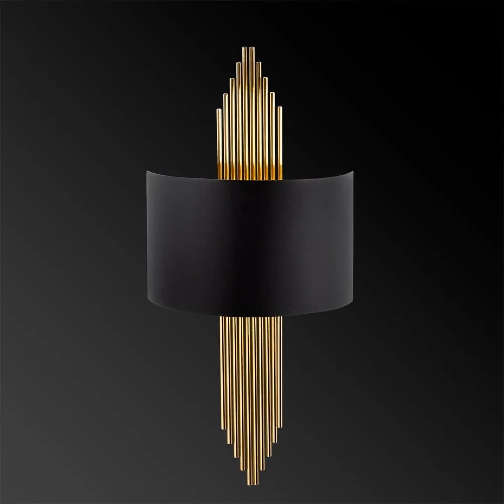 Aplică de perete neagră/aurie Rayi – Opviq lights