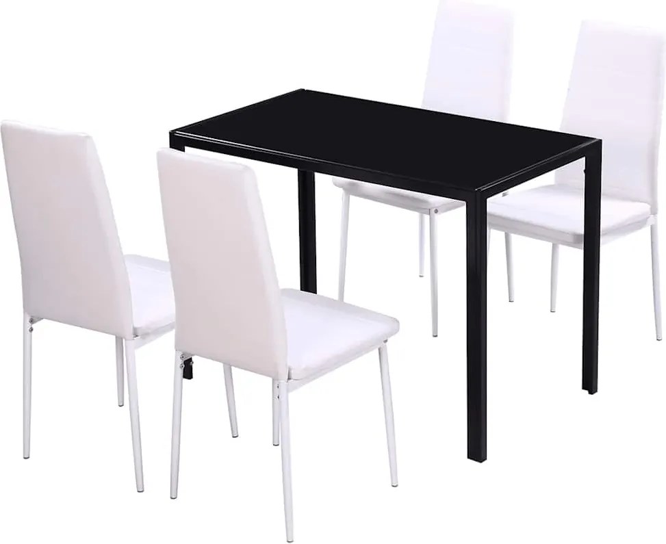 vidaXL Set masă și scaune de bucătărie, cinci piese, negru