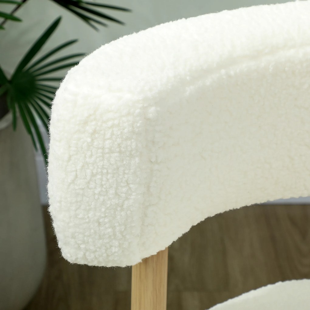 HOMCOM Fotoliu lounge fotoliu relax cu Sherpa-Fleece, picioare metalice cu aspect de lemn, fotoliu tapițat 67 x 67 x 71 cm Alb crem | Aosom Romania