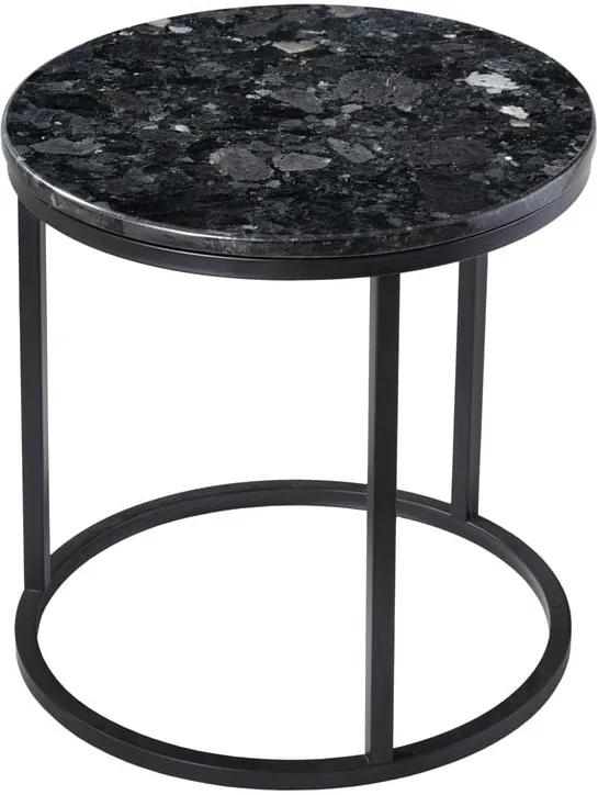 Măsuță cu blat din granit și structură neagră RGE Black Crystal, ⌀ 50 cm, negru
