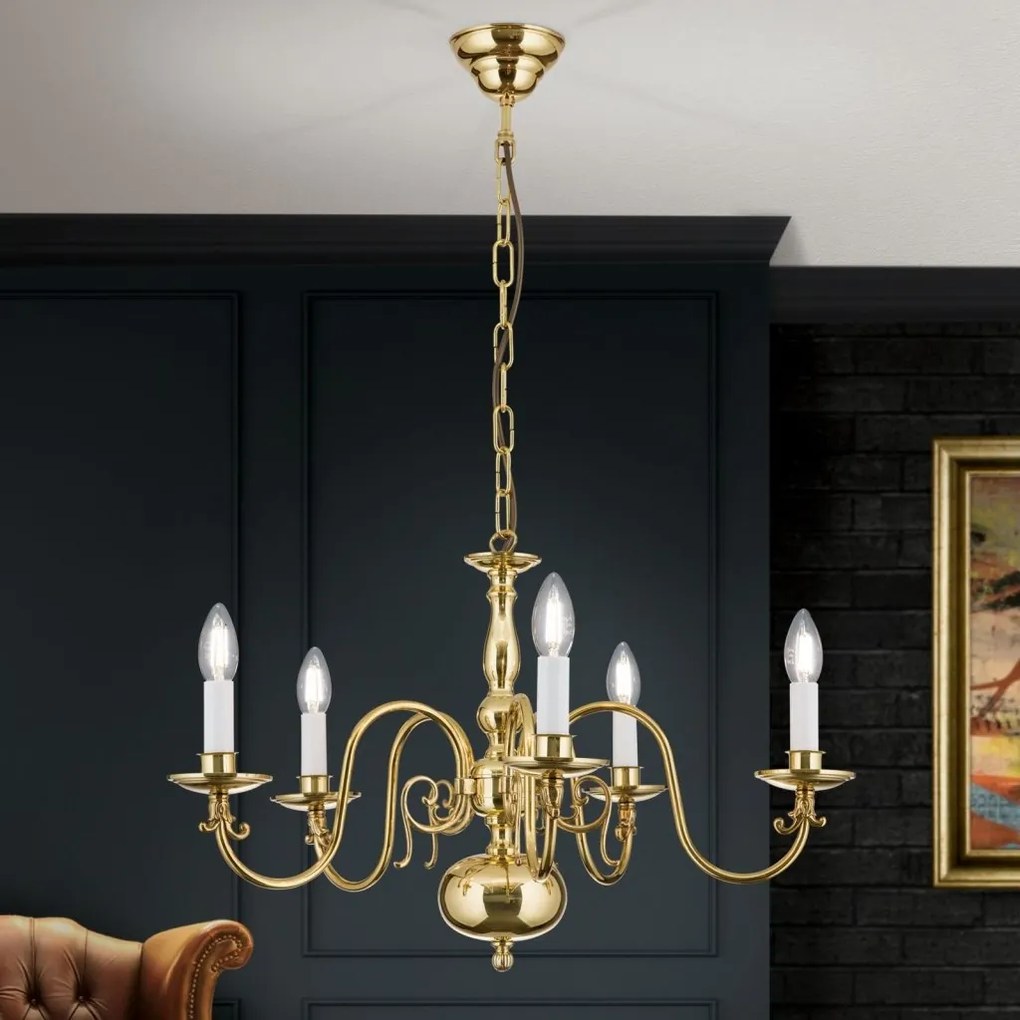 Candelabru 5 brate design clasic FLAMISCH, alama lucioasa