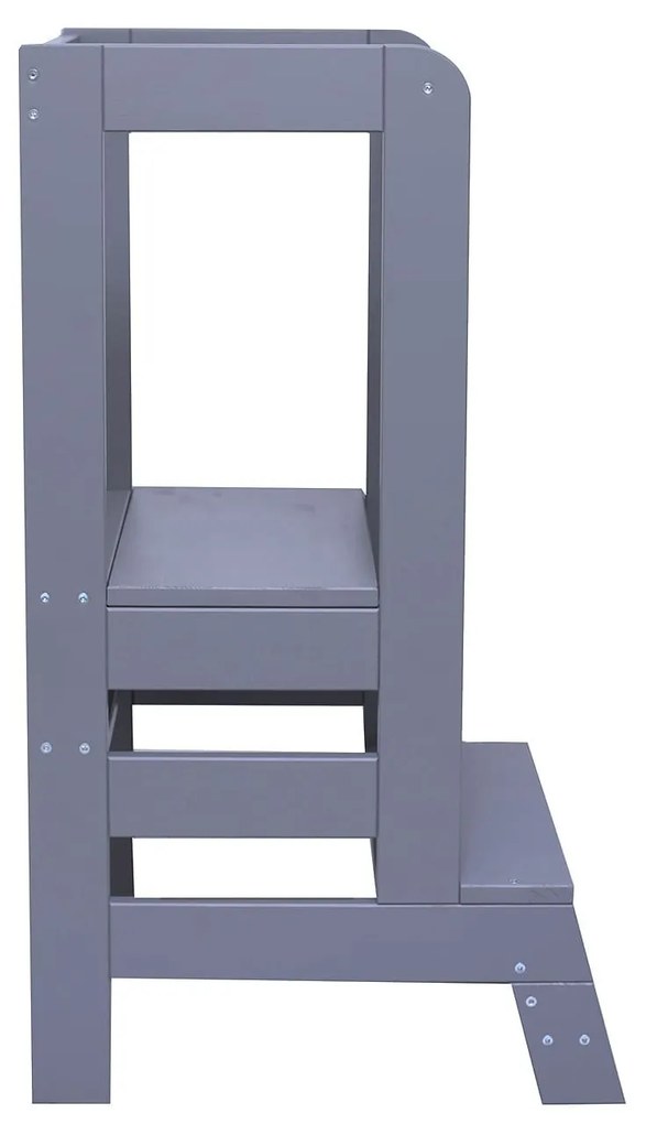 Inaltator Learning Tower Ajustabil, Ajutor de bucatarie MeowBaby  , lemn Gri inchis