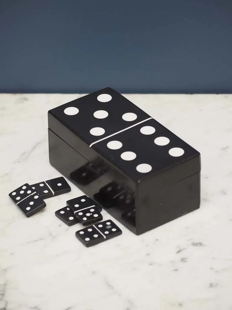 Cutie joc Domino, din rasina, Negru