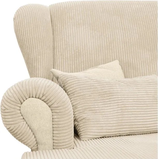 Fotoliu bej cu tapițerie din catifea reiată Lord – Ropez