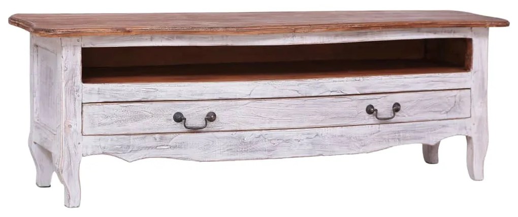 vidaXL Dulap TV, alb, 120x30x40 cm, lemn masiv de mahon