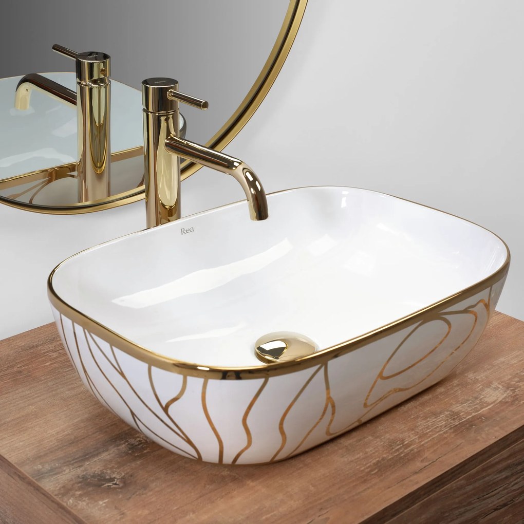Lavoar pe blat Rea Belinda Wave White Gold