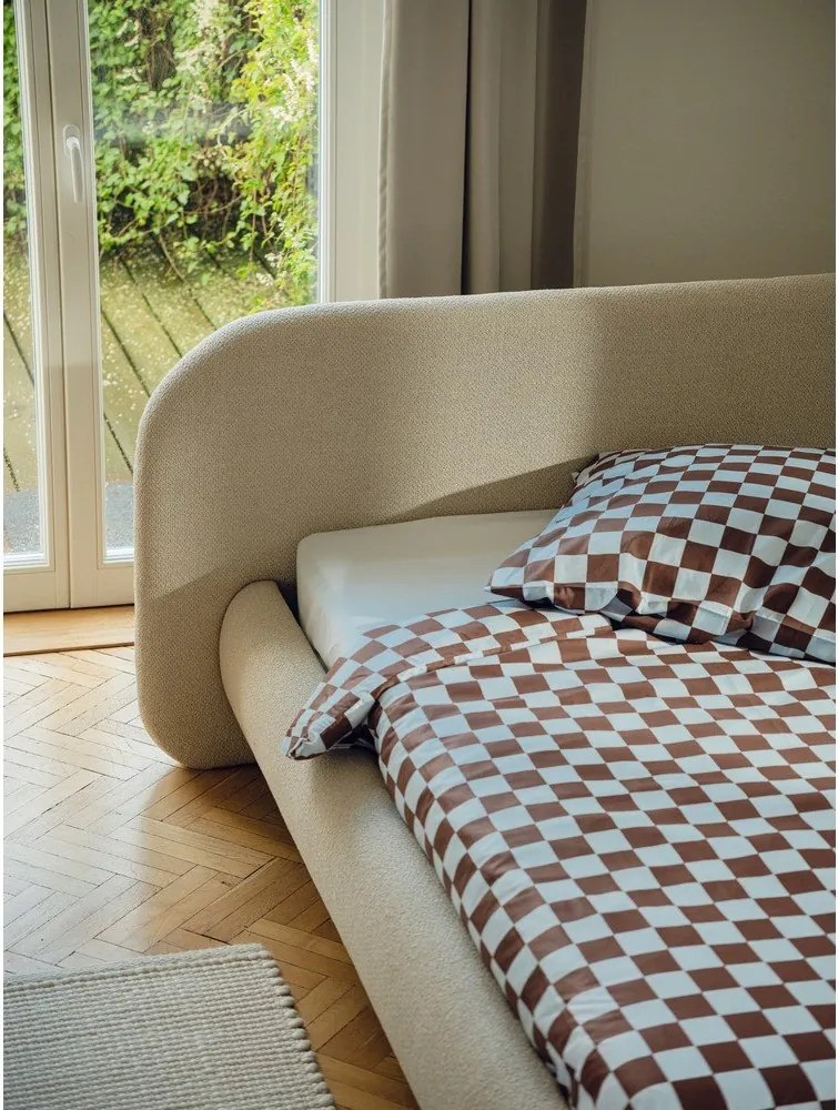 Cearceaf albastru deschis din bumbac cu elastic 180x200 cm Oba – noo.ma