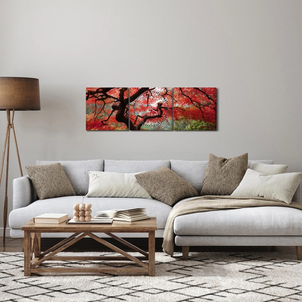 Tablou - Arțarul japonez roșu, Portland, Oregon (cu ceas) (90x30 cm)