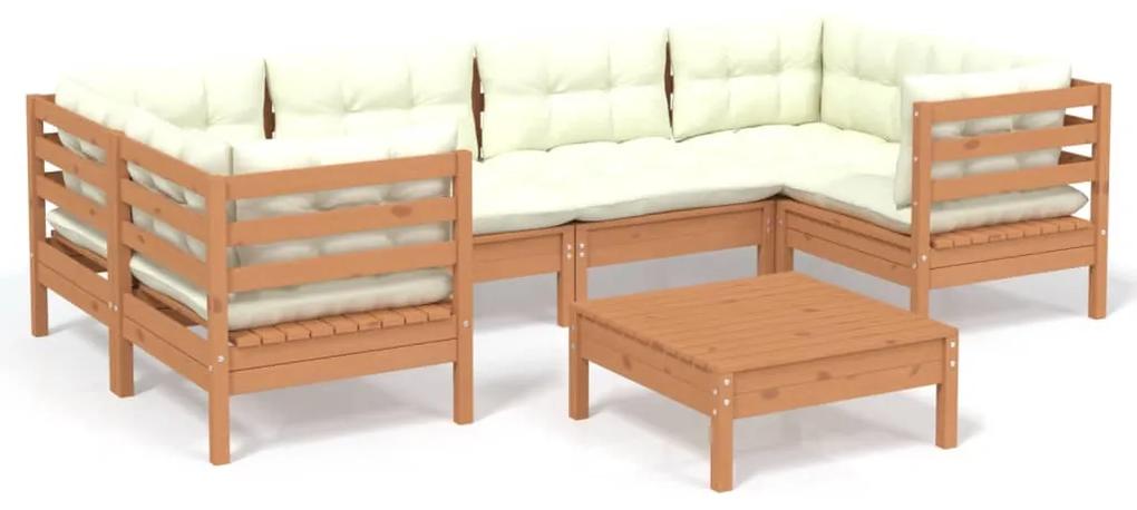 3097304 vidaXL Set mobilier grădină cu perne, 7 piese, maro miere, lemn de pin