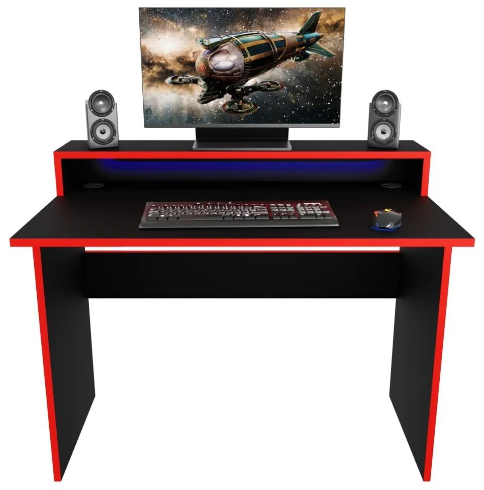 Masă PC gaming Adapt (Negru + Roșu) (cu iluminat LED RGB). 1054991