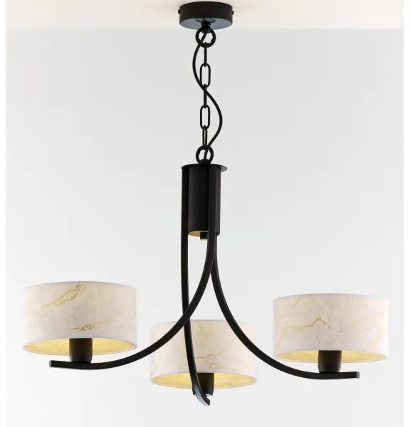 Jupiter 2103 - Lustru cu lanț ARTHUR 3xE27/15W/230V alb/negru/decor marmorat