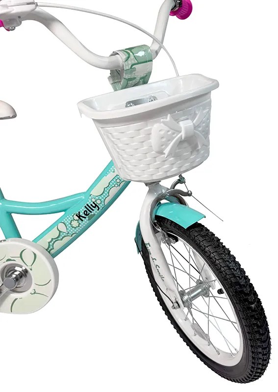 Bicicletă pentru copii cu bară de ghidare, coș și roți auxiliare 12 – pentru copii cu vârsta între 2,5 și 4 ani