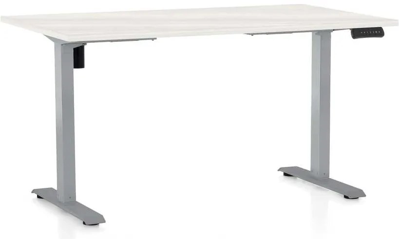 Masă înălțime reglabilă OfficeTech B, 120 x 80 cm, picioare gri, frasin alb