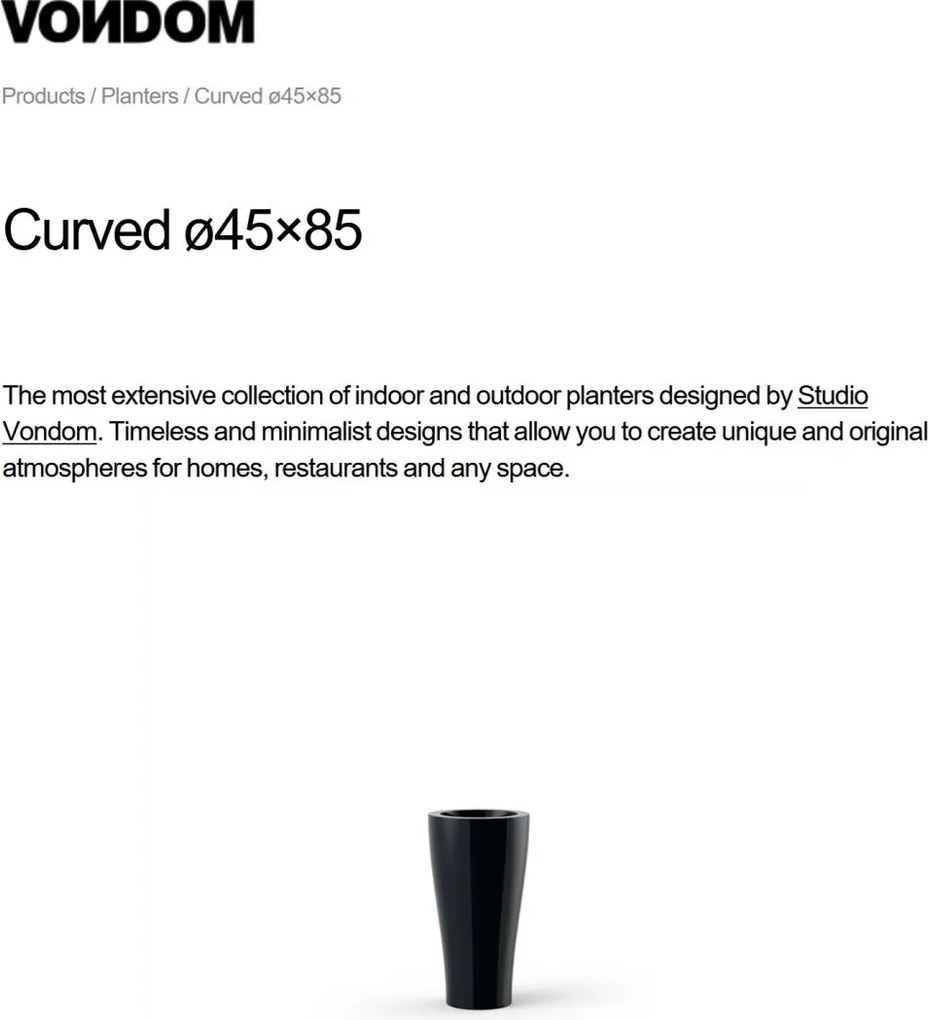 Ghiveci plante design decorativ modern exterior / interior CURVED 45x85cm