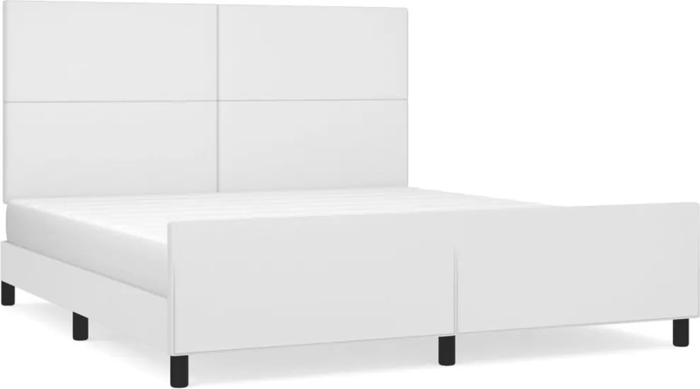 vidaXL Cadru de pat cu tăblie, alb, 160x200 cm, piele ecologică