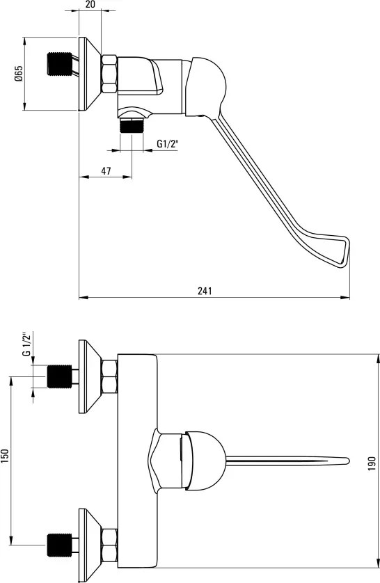 Corio Baterie pentru duș, cu mâner Clinic - ECO-cartuș Finisaj: Crom BFCE040C