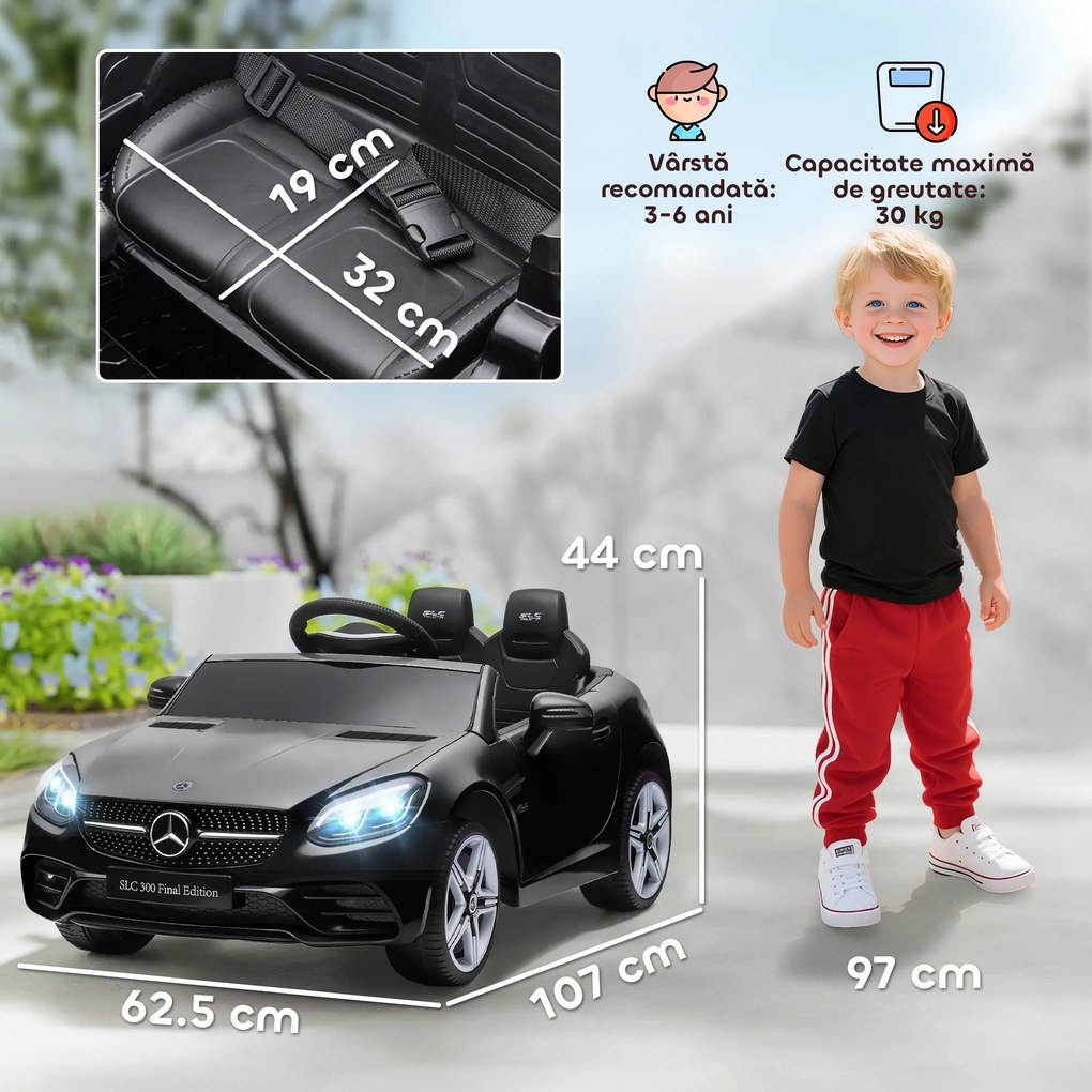 AIYAPLAY Mașină Electrică pentru Copii 3-6 Ani cu 2 Motoare, Telecomandă și Design Sportiv, Dimensiuni 107x62,5x44 cm, Negru | Aosom Romania