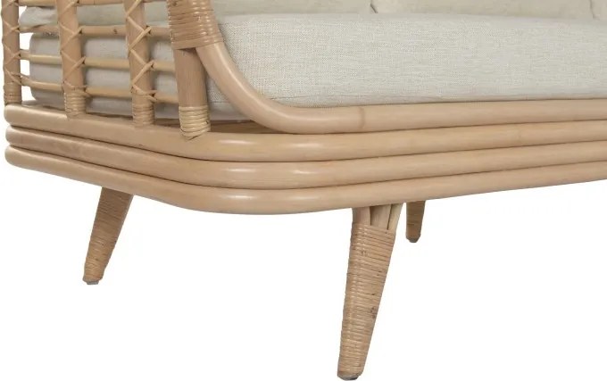 Canapea de exterior 3 locuri din rattan natural și stofă, cu perne incluse, „Nusa"