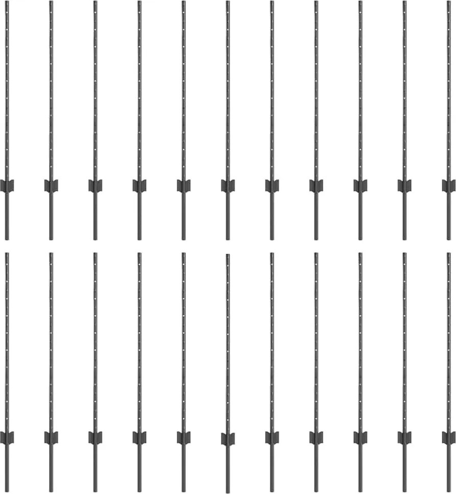 vidaXL Stâlp de gard. 22 pcs Gri 140 cm Oțel