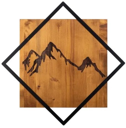 Decorațiune de perete 54x54 cm lemn/metal munți