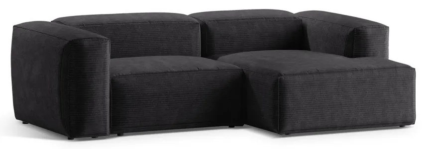 Colțar gri închis cu tapițerie din catifea reiată (cu colț pe partea dreaptă/cu șezlong) Bergamo – Cosmopolitan Design