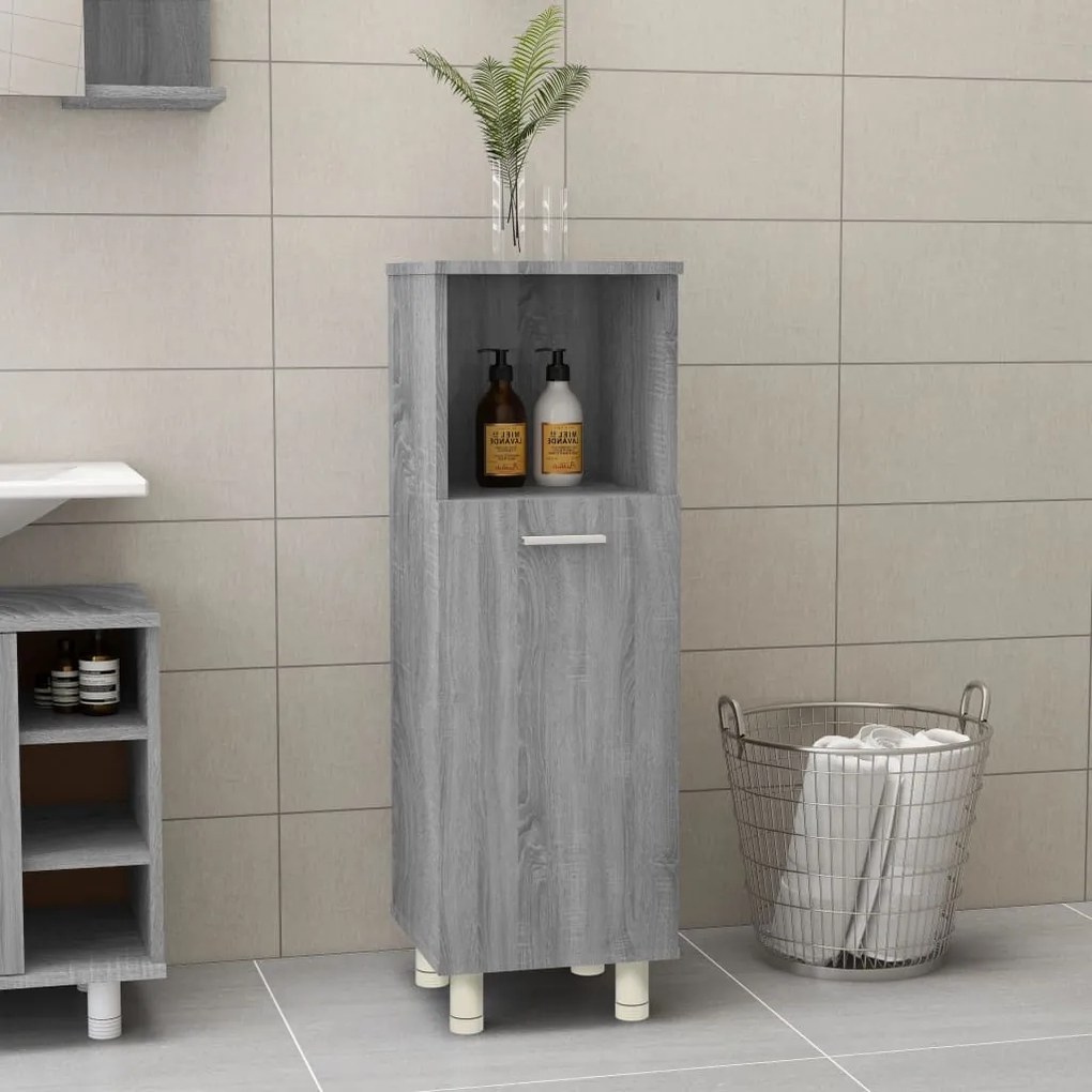 815607 vidaXL Dulap de baie, gri sonoma, 30x30x95 cm, lemn prelucrat