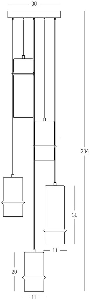 Lustra cu 5 pendule LED, CHAMPAGNE GLASS-BLACK, ZB-2534