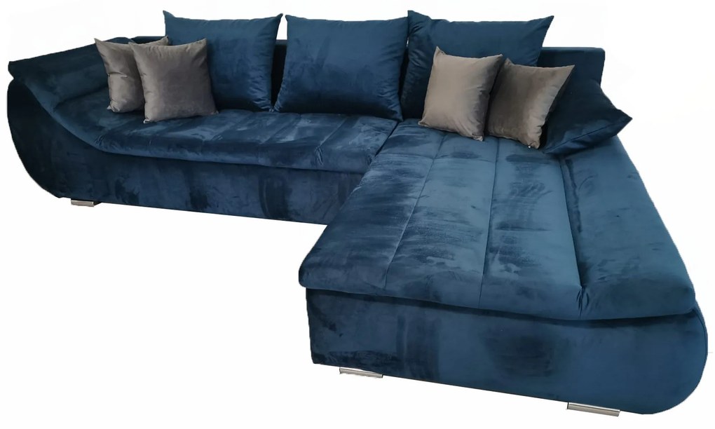 Coltar ROSARIO-OANA, stofa catifelata bleumarin, 300X200X76 cm, extens