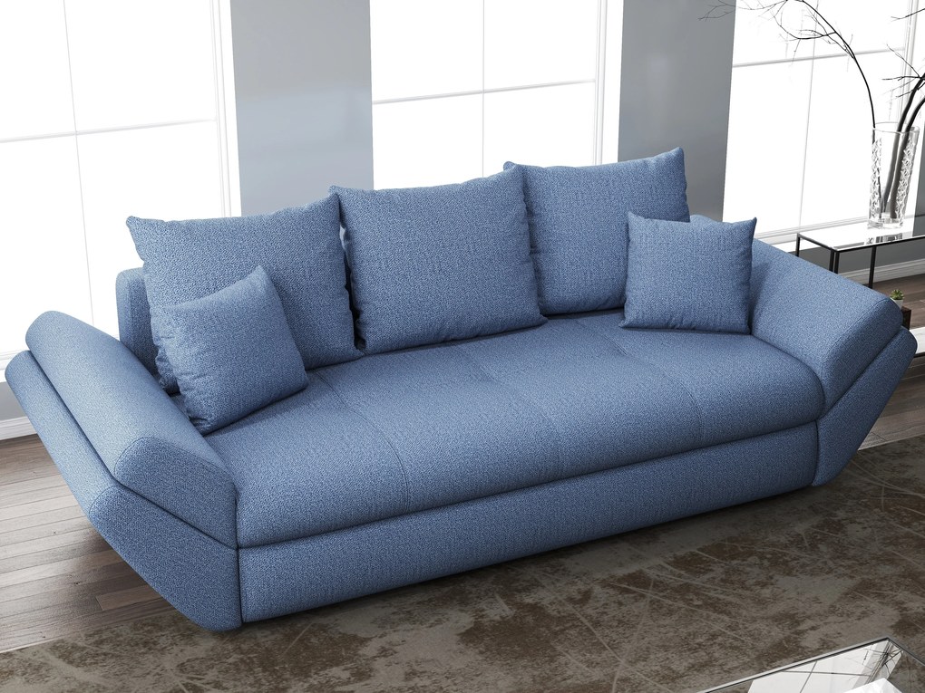Canapea extensibilă dumonde cu ladă de depozitare si sezut confortabil din spuma high-density, Loana Enjoy Blue 250x100 cm