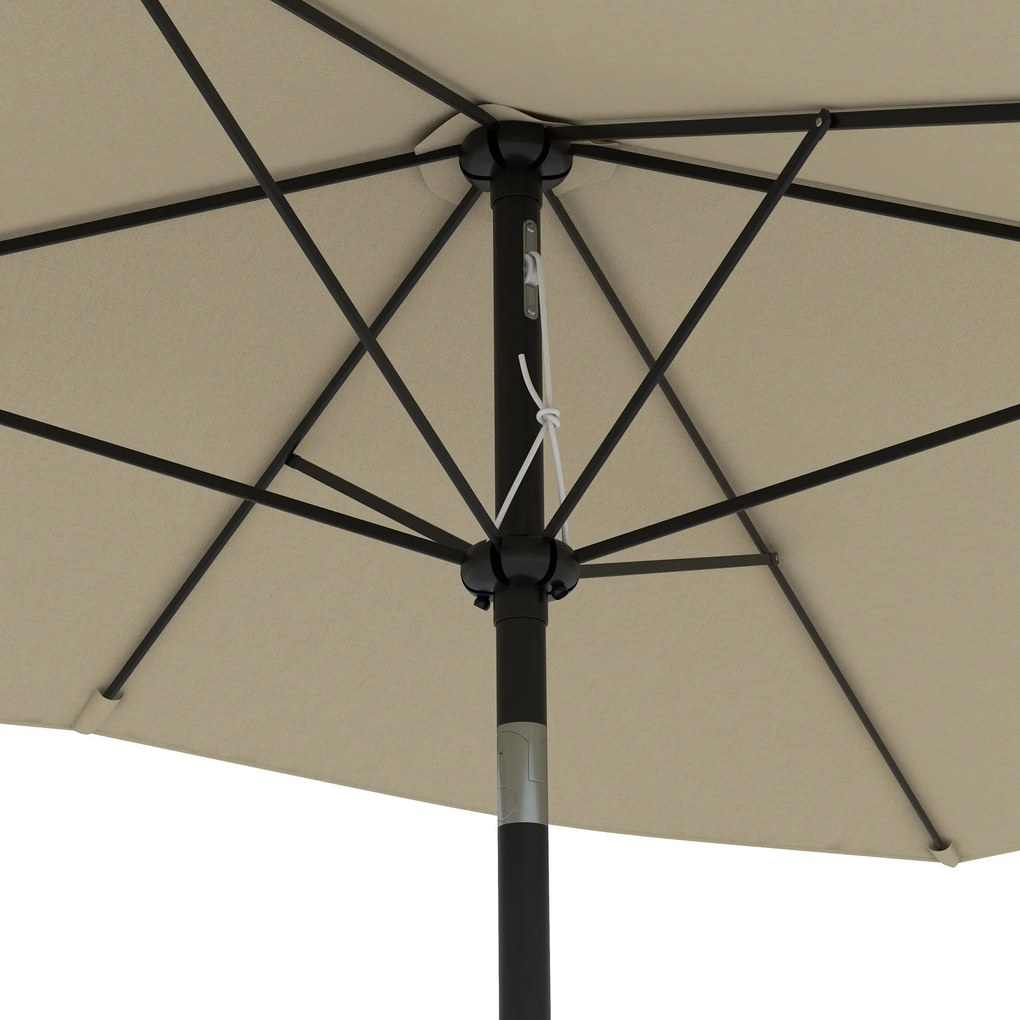 Outsunny Umbrelă rectangulară înclinabilă 2x3 m cu manivelă pânză din poliester impermeabilă de înaltă densitate 180g/m² crem | Aosom Romania