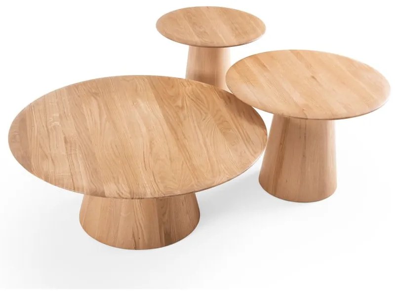 Măsuță de cafea în culoare naturală rotundă din lemn de stejar ø 80 cm Mushroom – Gazzda