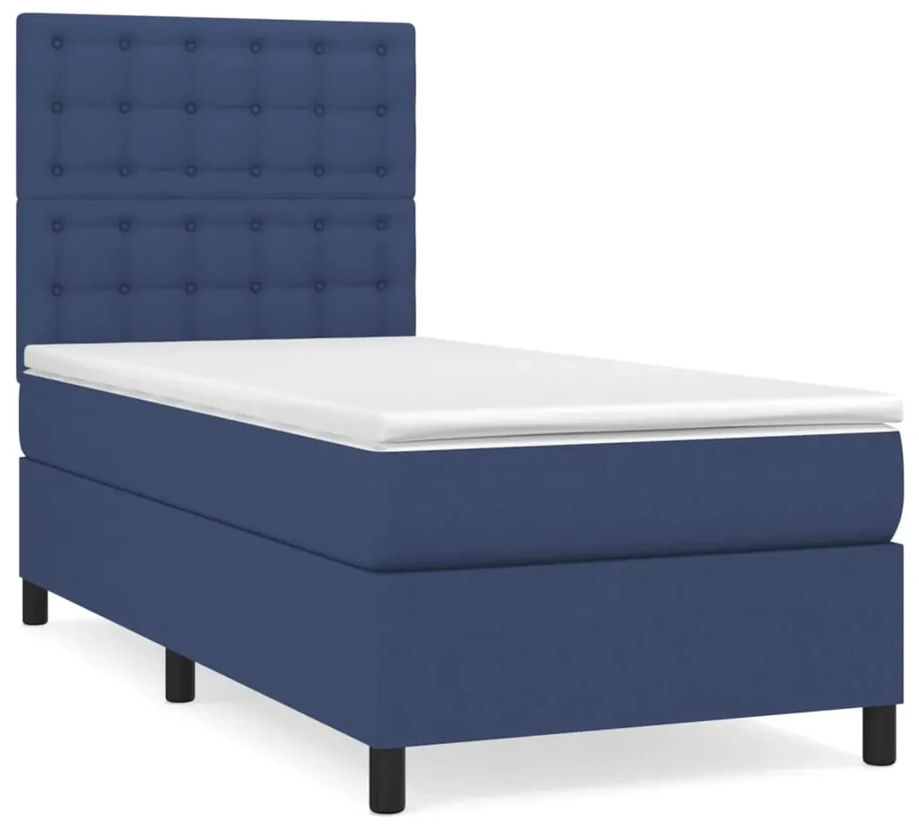 3142055 vidaXL Pat box spring cu saltea, albastru, 80x200 cm, textil