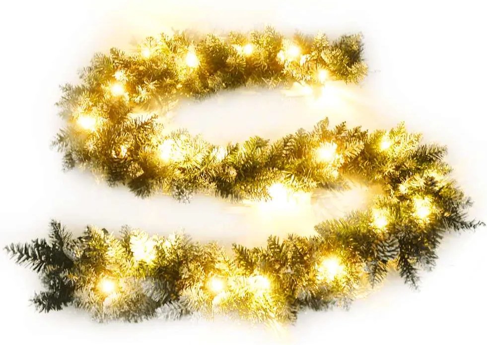 vidaXL Ghirlandă de Crăciun cu lumini LED, verde, 5,2 m, PVC