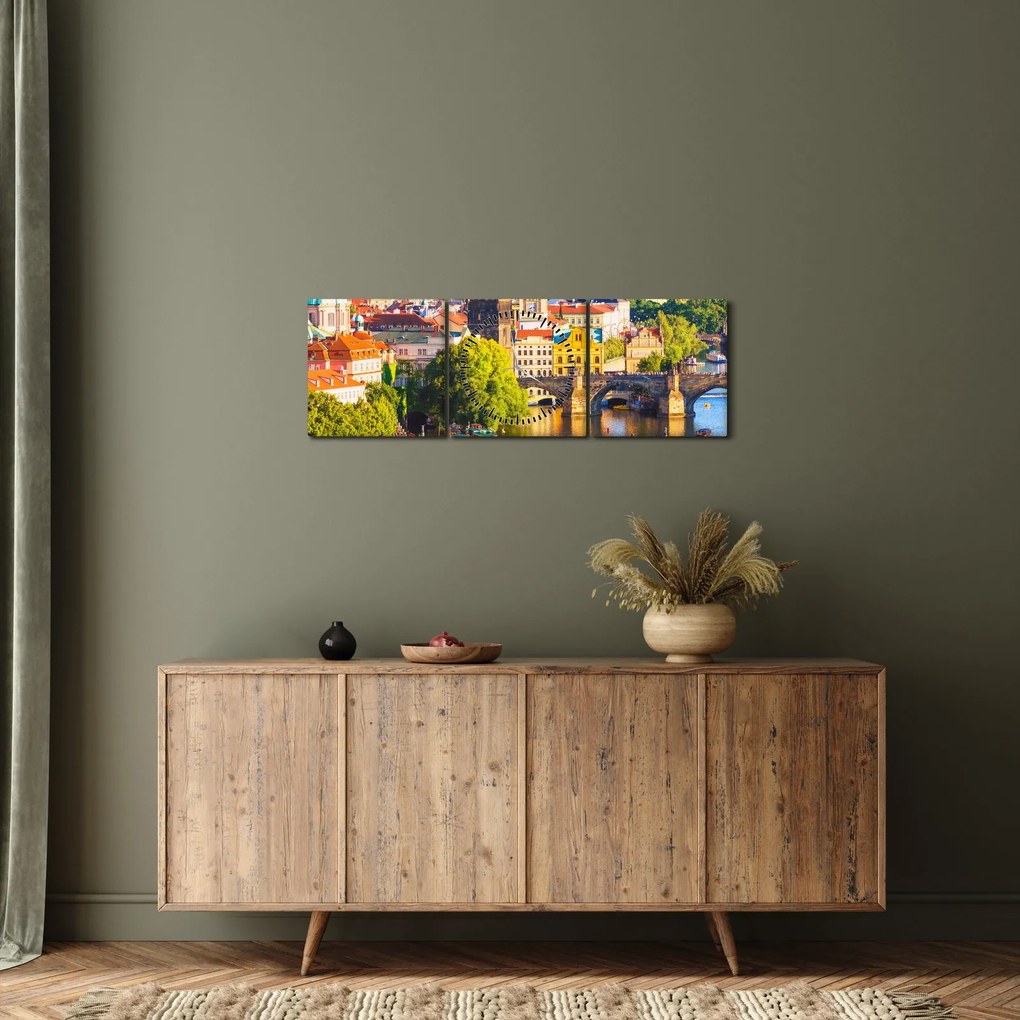 Tablou - Praga II. (cu ceas) (90x30 cm)