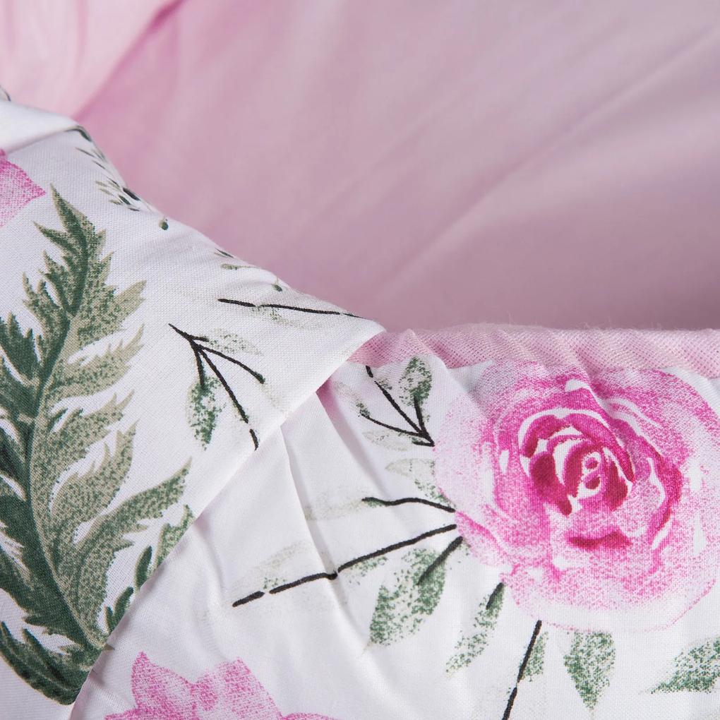 AMY - Suport de dormit Babynest, Reversibil, 70x45 cm, Rose Garden Roz